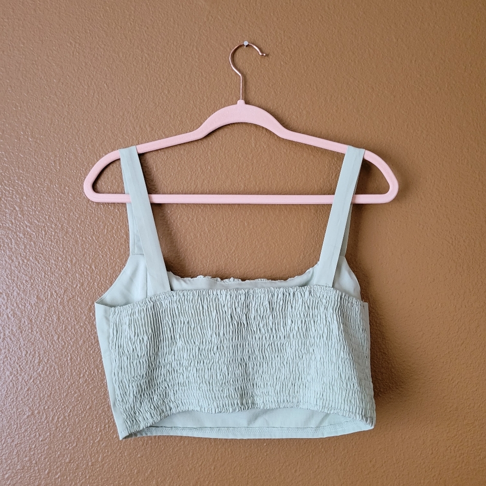 Sage green Ruched Cropped Tank - Picture 6 of 7